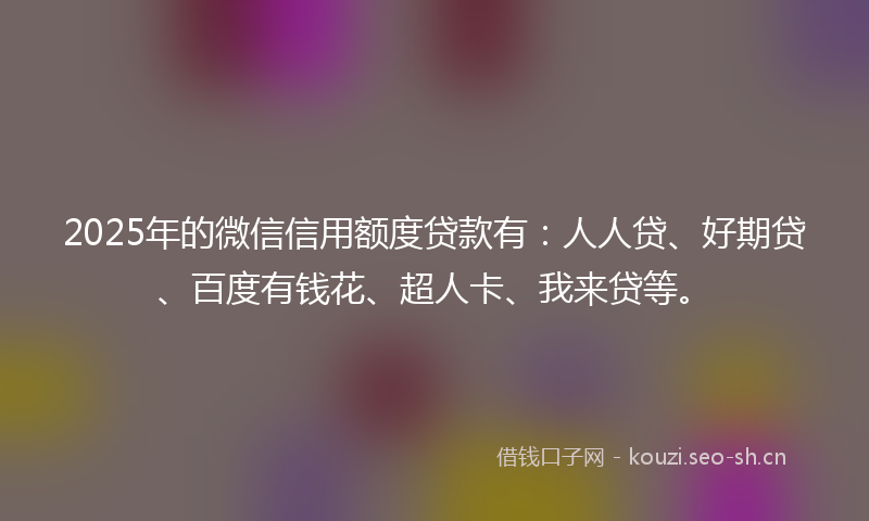 2025年的微信信用额度贷款有：人人贷、好期贷、百度有钱花、超人卡、我来贷等。