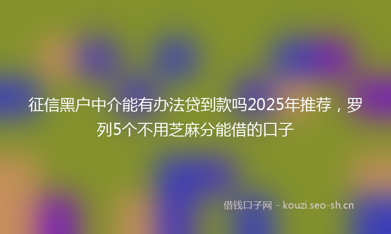 征信黑户中介能有办法贷到款吗2025年推荐，罗列5个不用芝麻分能借的口子