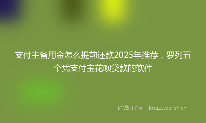 支付主备用金怎么提前还款2025年推荐，罗列五个凭支付宝花呗贷款的软件