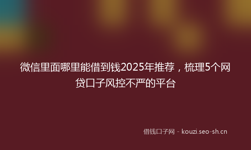 微信里面哪里能借到钱2025年推荐，梳理5个网贷口子风控不严的平台