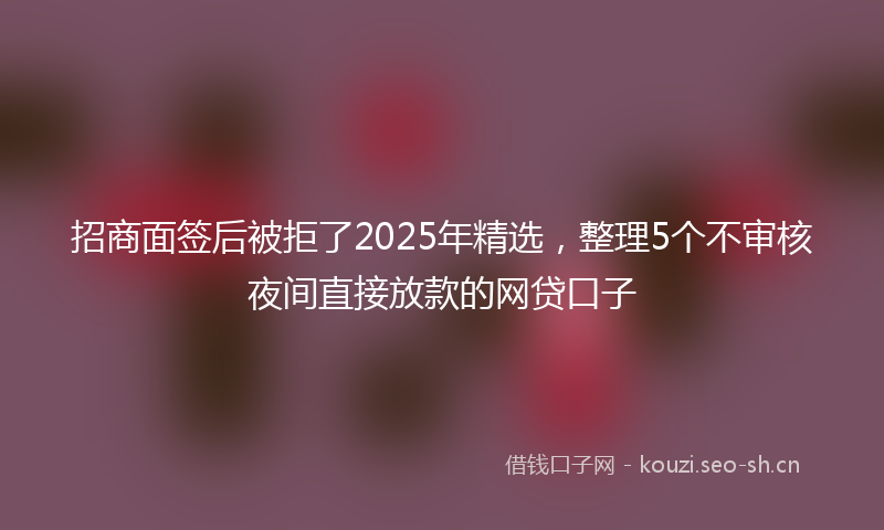 招商面签后被拒了2025年精选，整理5个不审核夜间直接放款的网贷口子