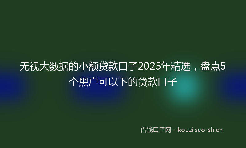 无视大数据的小额贷款口子2025年精选，盘点5个黑户可以下的贷款口子