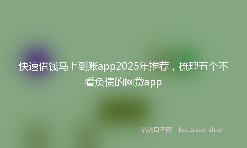 快速借钱马上到账app2025年推荐，梳理五个不看负债的网贷app