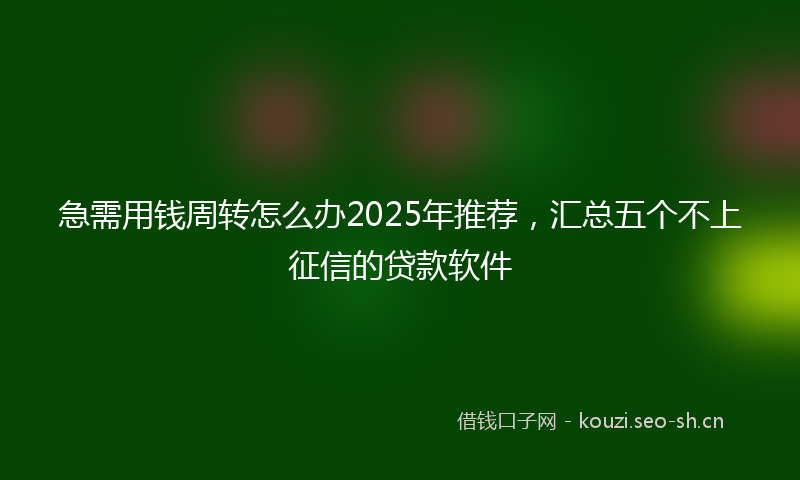 急需用钱周转怎么办2025年推荐，汇总五个不上征信的贷款软件