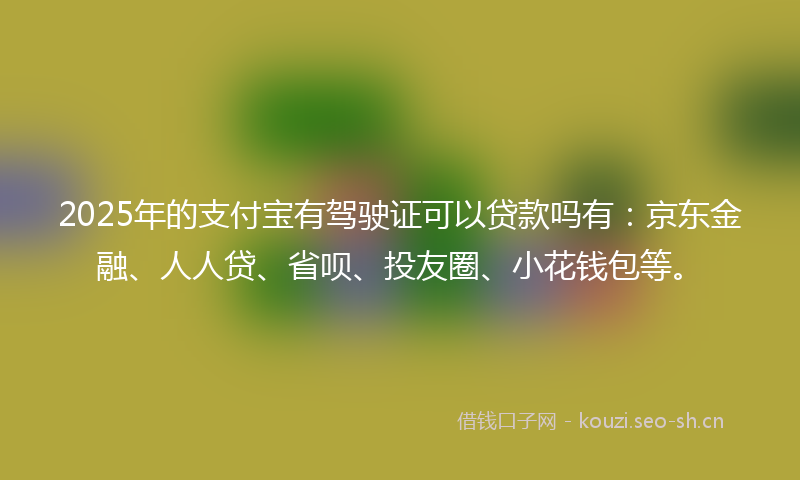 2025年的支付宝有驾驶证可以贷款吗有：京东金融、人人贷、省呗、投友圈、小花钱包等。