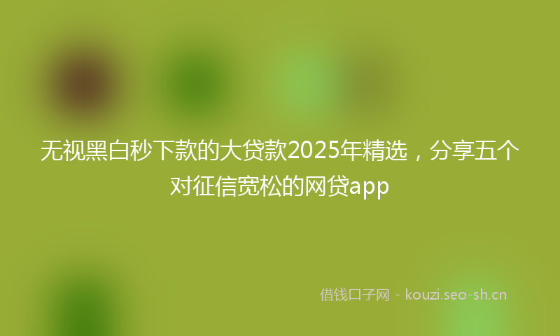 无视黑白秒下款的大贷款2025年精选，分享五个对征信宽松的网贷app