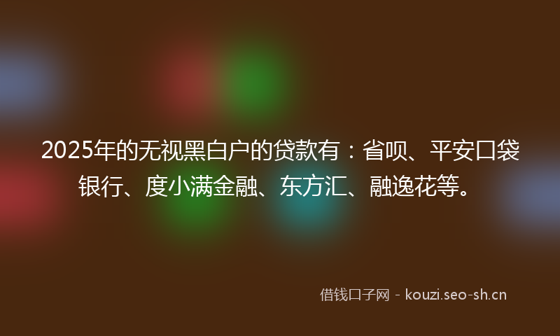 2025年的无视黑白户的贷款有：省呗、平安口袋银行、度小满金融、东方汇、融逸花等。