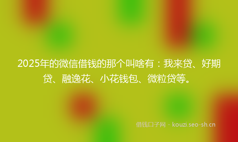 2025年的微信借钱的那个叫啥有：我来贷、好期贷、融逸花、小花钱包、微粒贷等。
