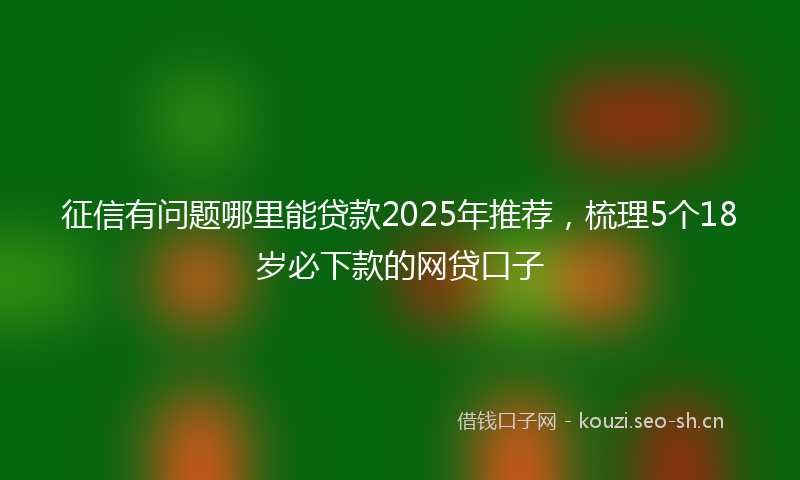 征信有问题哪里能贷款2025年推荐，梳理5个18岁必下款的网贷口子
