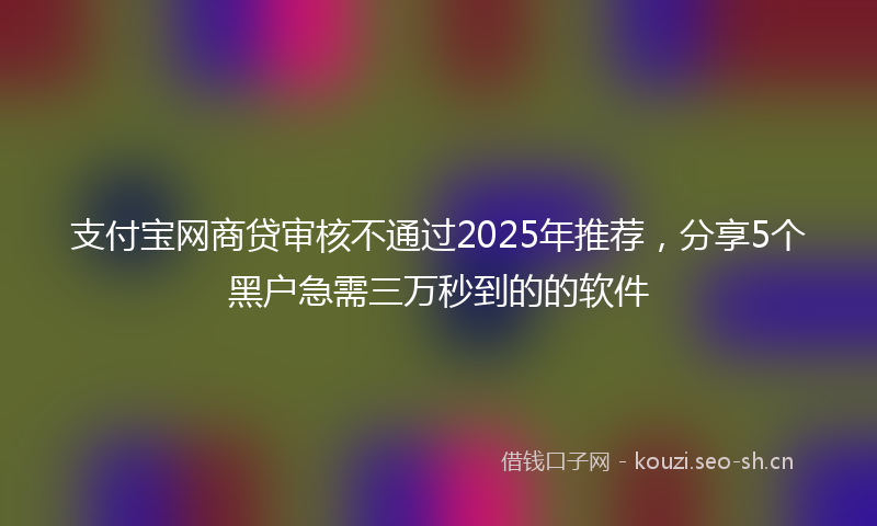 支付宝网商贷审核不通过2025年推荐，分享5个黑户急需三万秒到的的软件
