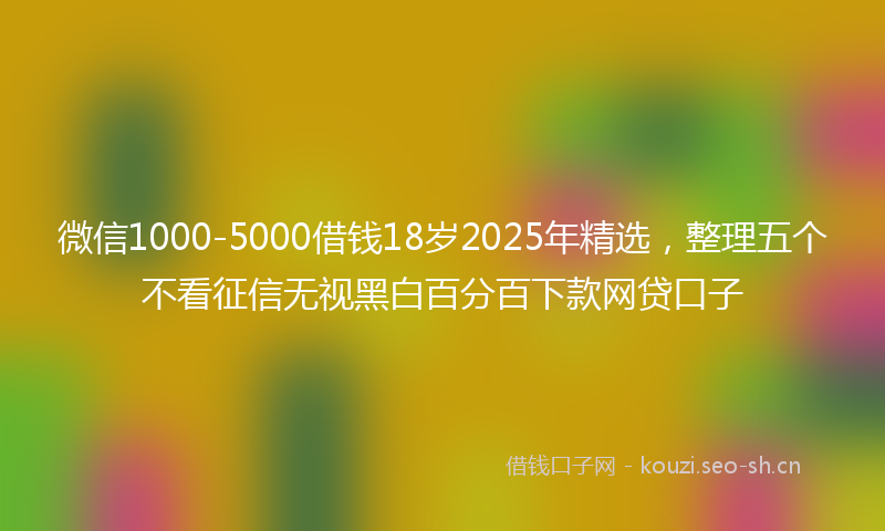 微信1000-5000借钱18岁2025年精选，整理五个不看征信无视黑白百分百下款网贷口子