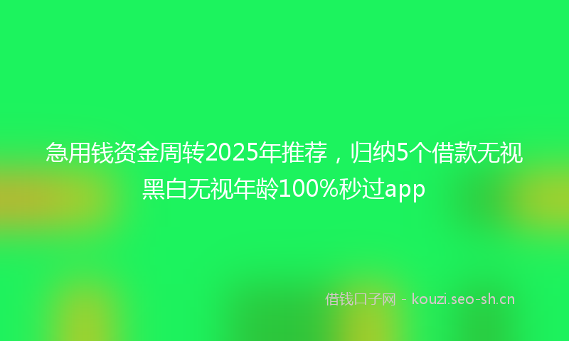 急用钱资金周转2025年推荐，归纳5个借款无视黑白无视年龄100%秒过app