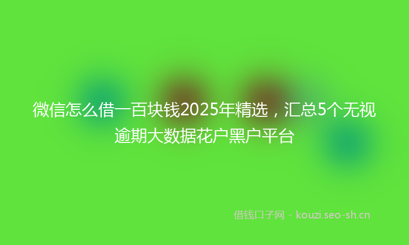 微信怎么借一百块钱2025年精选,汇总5个无视逾期大数据花户黑户平台