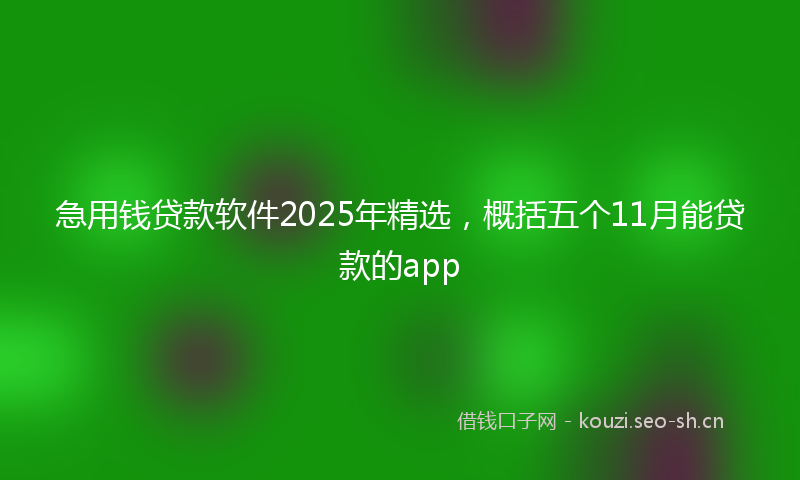 急用钱贷款软件2025年精选，概括五个11月能贷款的app