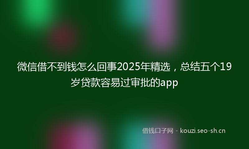 微信借不到钱怎么回事2025年精选，总结五个19岁贷款容易过审批的app
