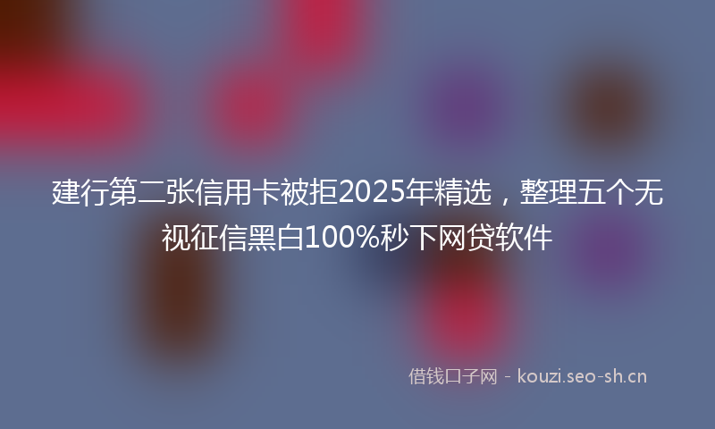 建行第二张信用卡被拒2025年精选，整理五个无视征信黑白100%秒下网贷软件