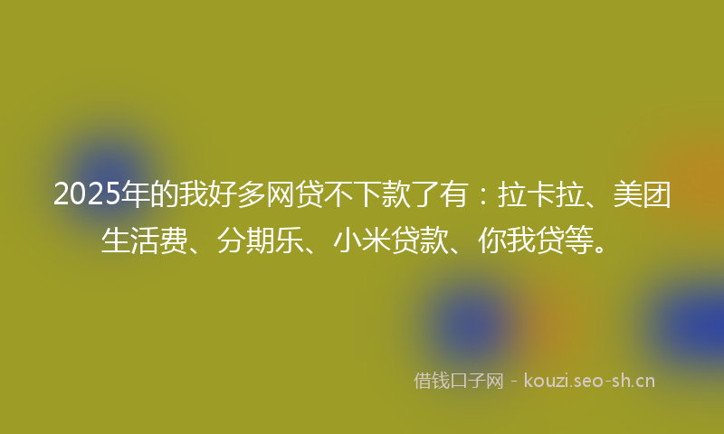 2025年的我好多网贷不下款了有：拉卡拉、美团生活费、分期乐、小米贷款、你我贷等。