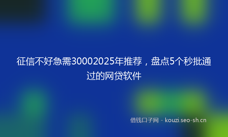 征信不好急需30002025年推荐，盘点5个秒批通过的网贷软件