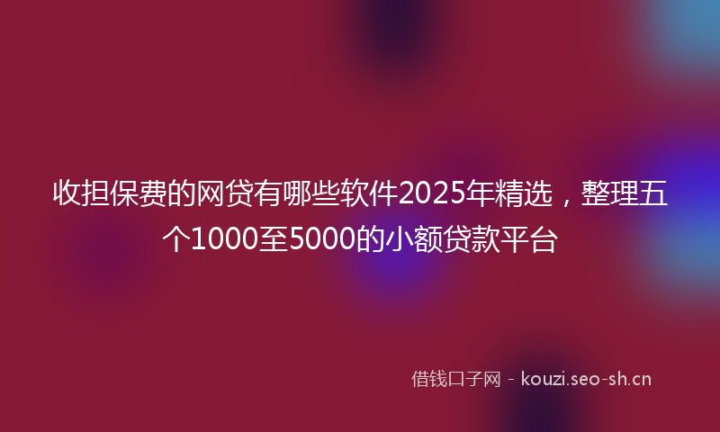 收担保费的网贷有哪些软件2025年精选，整理五个1000至5000的小额贷款平台