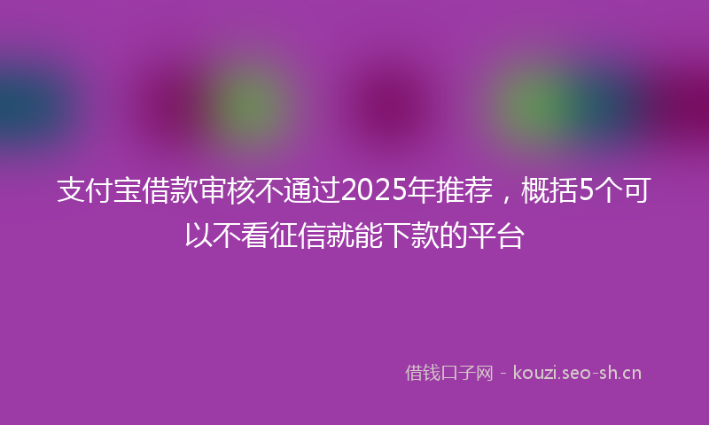 支付宝借款审核不通过2025年推荐，概括5个可以不看征信就能下款的平台