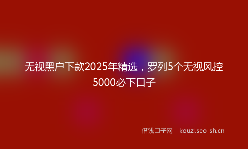 无视黑户下款2025年精选，罗列5个无视风控5000必下口子