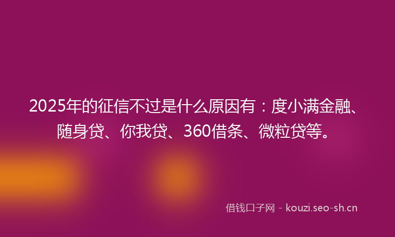 2025年的征信不过是什么原因有:度小满金融、随身贷、你我贷、360借条、微粒贷等。