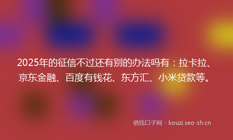 2025年的征信不过还有别的办法吗有：拉卡拉、京东金融、百度有钱花、东方汇、小米贷款等。
