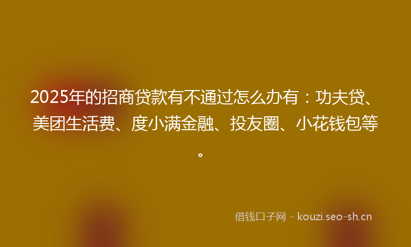2025年的招商贷款有不通过怎么办有：功夫贷、美团生活费、度小满金融、投友圈、小花钱包等。
