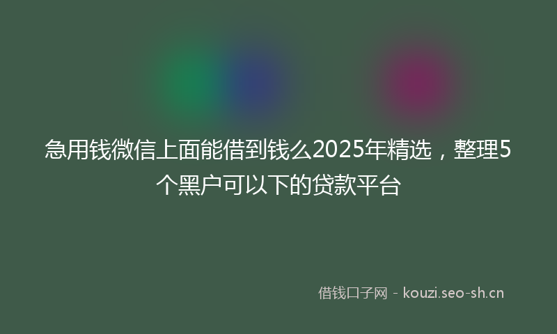 急用钱微信上面能借到钱么2025年精选，整理5个黑户可以下的贷款平台