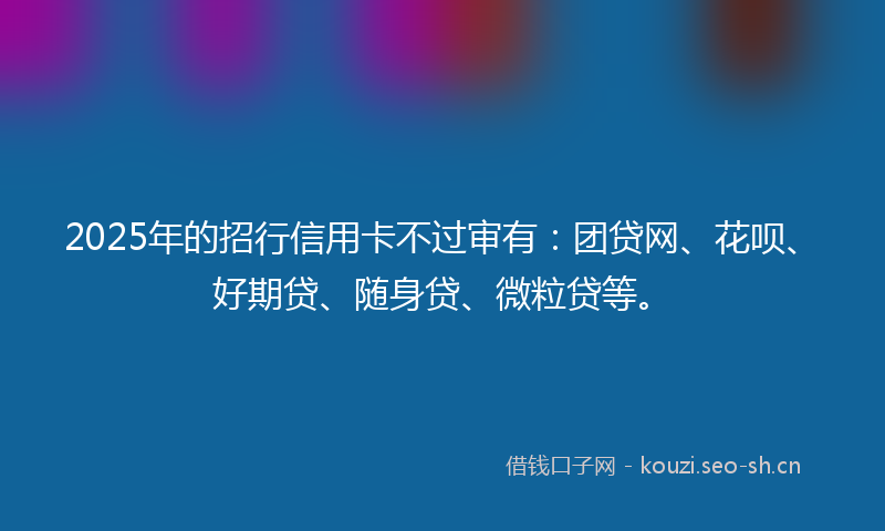 2025年的招行信用卡不过审有：团贷网、花呗、好期贷、随身贷、微粒贷等。