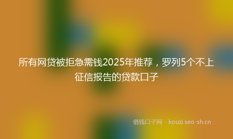 所有网贷被拒急需钱2025年推荐，罗列5个不上征信报告的贷款口子