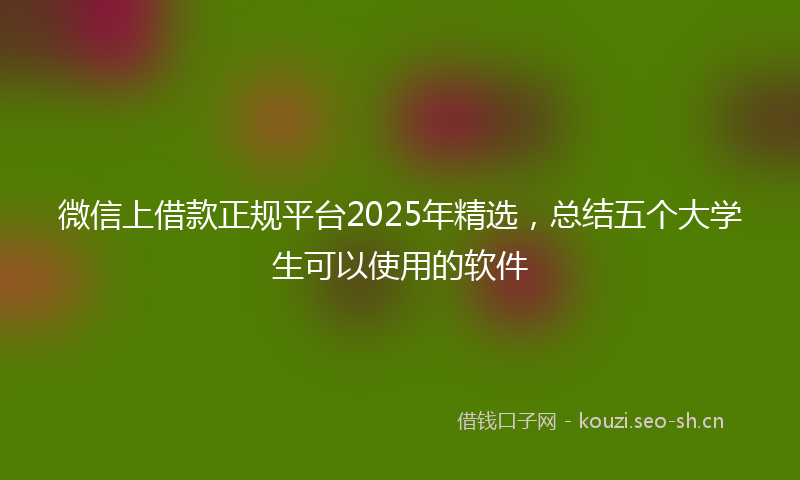 微信上借款正规平台2025年精选，总结五个大学生可以使用的软件