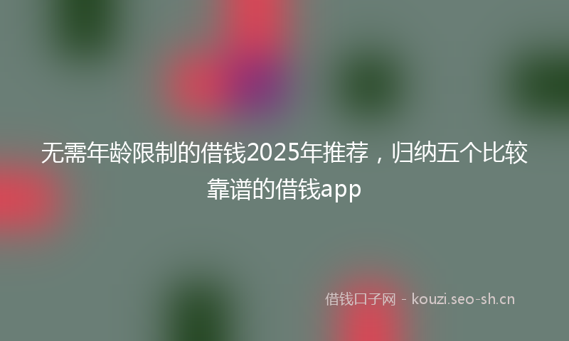 无需年龄限制的借钱2025年推荐，归纳五个比较靠谱的借钱app