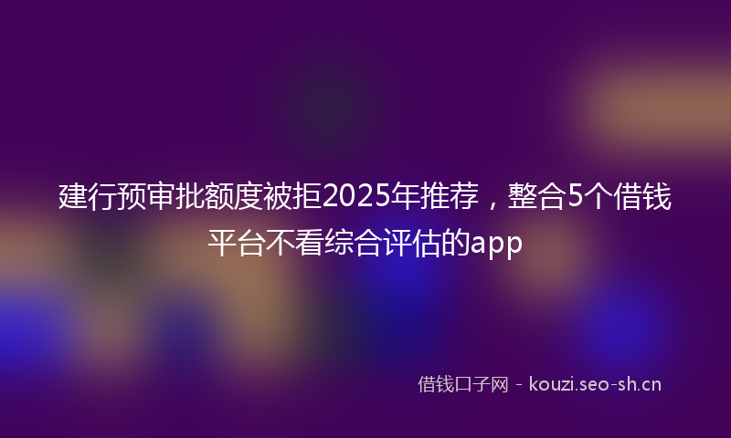 建行预审批额度被拒2025年推荐，整合5个借钱平台不看综合评估的app