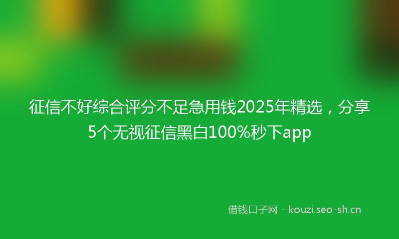 征信不好综合评分不足急用钱2025年精选，分享5个无视征信黑白100%秒下app