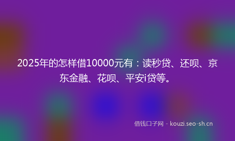 2025年的怎样借10000元有：读秒贷、还呗、京东金融、花呗、平安i贷等。