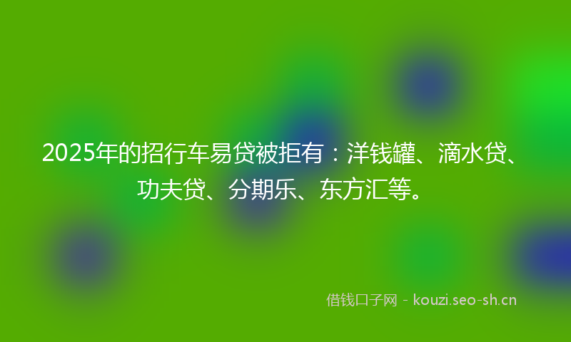 2025年的招行车易贷被拒有：洋钱罐、滴水贷、功夫贷、分期乐、东方汇等。
