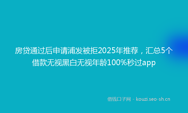 房贷通过后申请浦发被拒2025年推荐，汇总5个借款无视黑白无视年龄100%秒过app