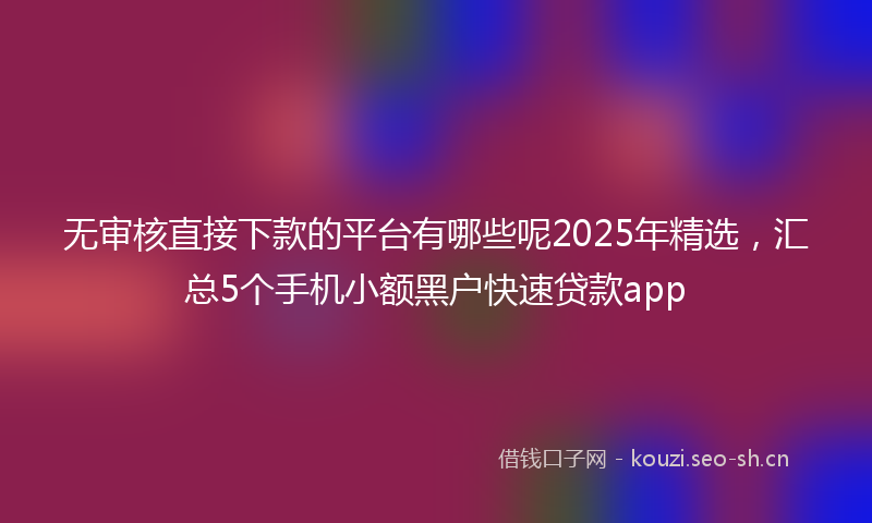 无审核直接下款的平台有哪些呢2025年精选，汇总5个手机小额黑户快速贷款app