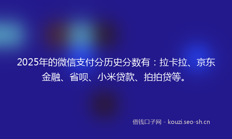 2025年的微信支付分历史分数有：拉卡拉、京东金融、省呗、小米贷款、拍拍贷等。