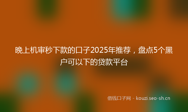 晚上机审秒下款的口子2025年推荐，盘点5个黑户可以下的贷款平台