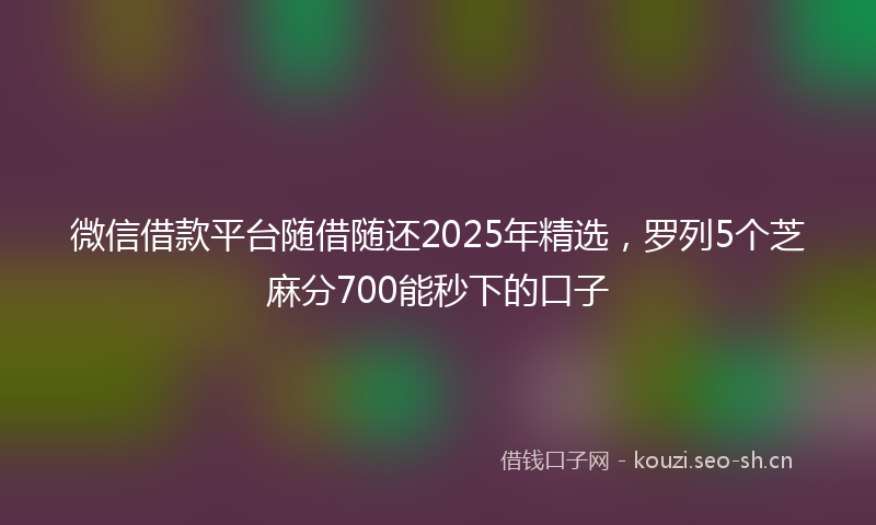 微信借款平台随借随还2025年精选，罗列5个芝麻分700能秒下的口子