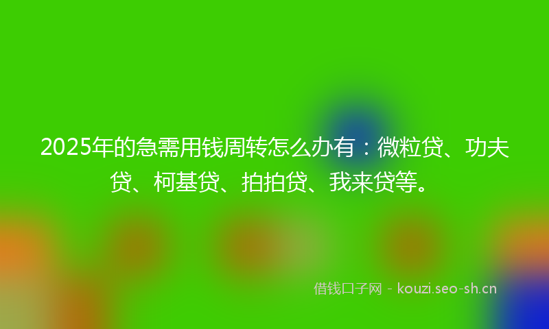 2025年的急需用钱周转怎么办有：微粒贷、功夫贷、柯基贷、拍拍贷、我来贷等。