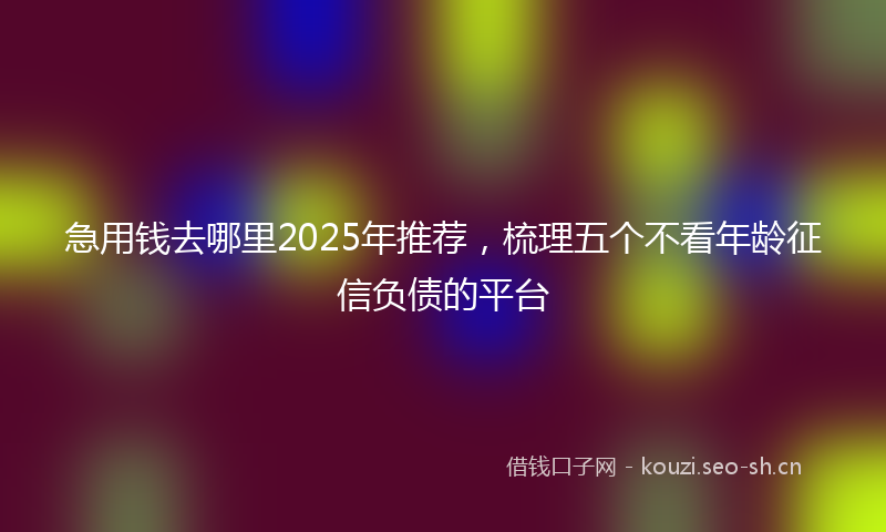 急用钱去哪里2025年推荐，梳理五个不看年龄征信负债的平台