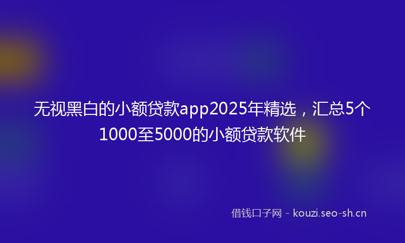 无视黑白的小额贷款app2025年精选，汇总5个1000至5000的小额贷款软件