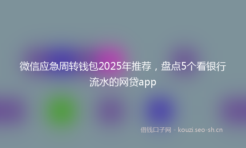 微信应急周转钱包2025年推荐，盘点5个看银行流水的网贷app