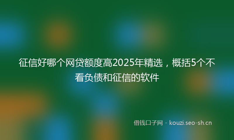 征信好哪个网贷额度高2025年精选，概括5个不看负债和征信的软件