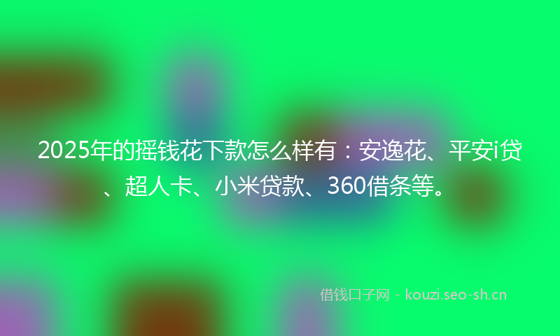 2025年的摇钱花下款怎么样有：安逸花、平安i贷、超人卡、小米贷款、360借条等。