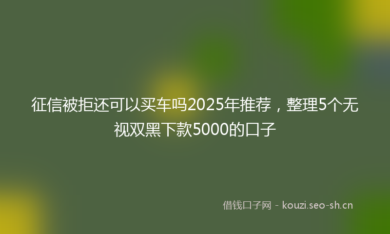 征信被拒还可以买车吗2025年推荐，整理5个无视双黑下款5000的口子
