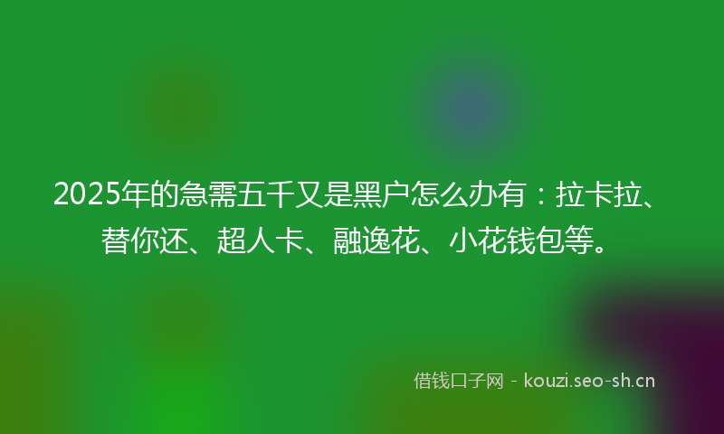 2025年的急需五千又是黑户怎么办有：拉卡拉、替你还、超人卡、融逸花、小花钱包等。